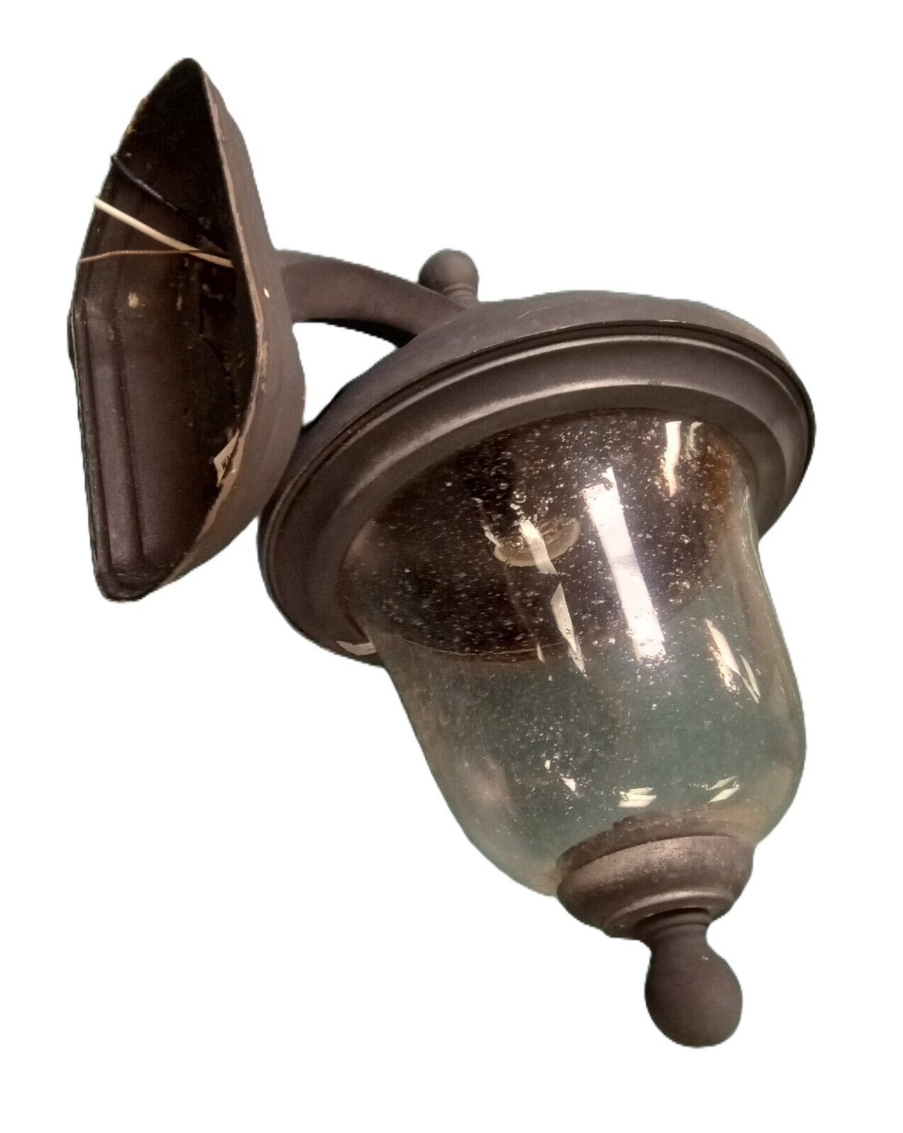 PAIR of Wall Lanterns Seeded Glass Vintage Light Fixtures Porch Lighting Outdoor