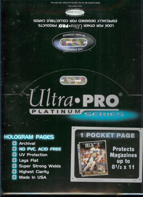 (25) Ultra Pro 8 1/2 x 11" Magazine Album Pages 1 Pocket Sheets Fits Beckett