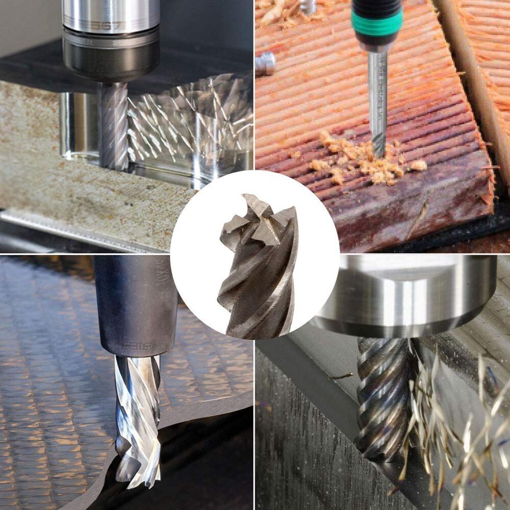 8x 1/4" End Mill Bits 4 Flute Straight Milling Cutter HSS CNC Square Nose C478