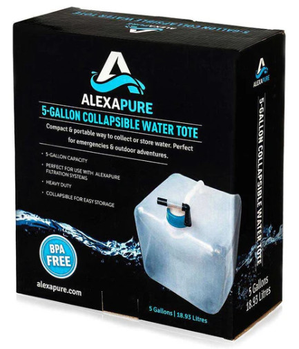 Alexa Pure 5 Gallon Collapsible Water Tote Heavy Duty Clear Water Storage