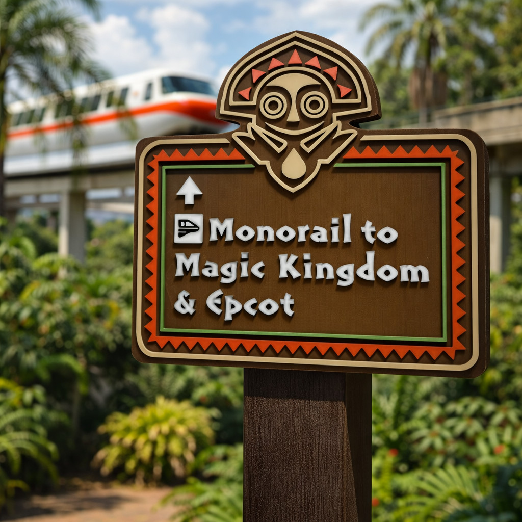 10"x10" Disney World Polynesian Monorail Prop Fan Art Decor Magic Kingdom EPCOT