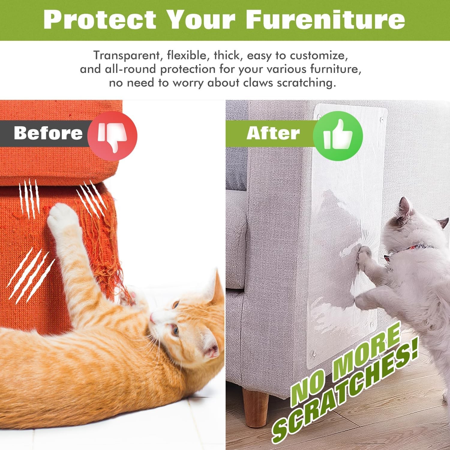 12 Pack Self Adhesive Cat Scratch Furniture Protectors Anti-Scratch Couch Guards