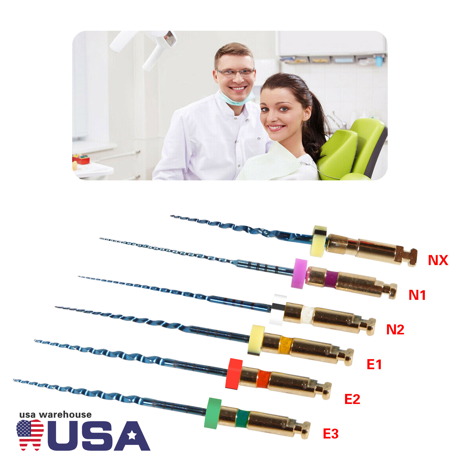 6pcs Dental NiTi Files Rotary Engine File 25mm for Endo Motor Root Treatment FDA