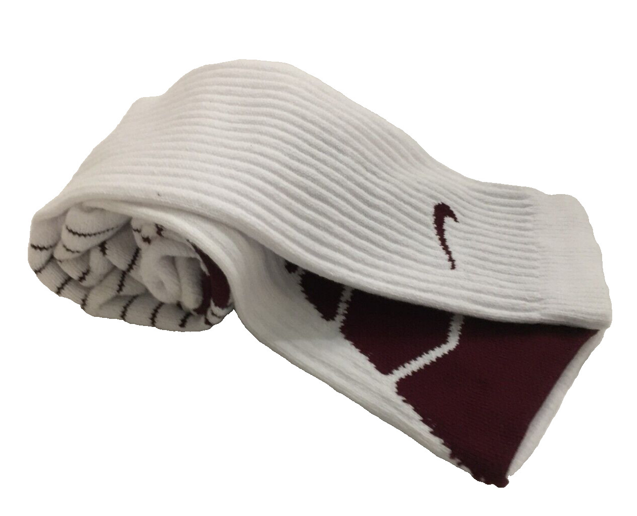 Nike Blk Sport Cushion Elite Crew Dri-Fit Socks White Maroon size XL- PSX300 112