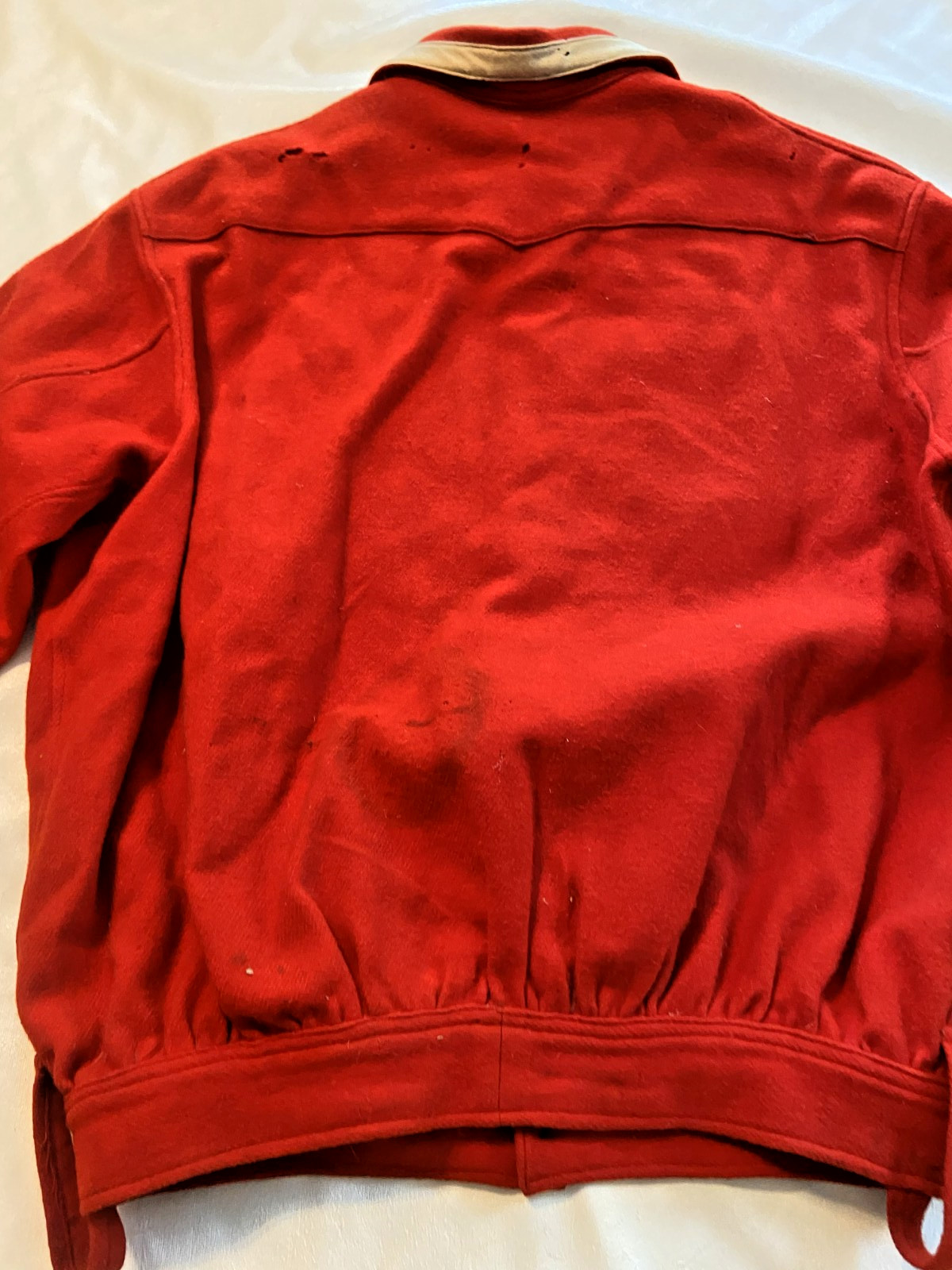 RARE FIND! 1880'S HEAVEY RED WOOL BASEBALL BIB TOP OR FIREMAN BIB TOP-CA7 LOGO