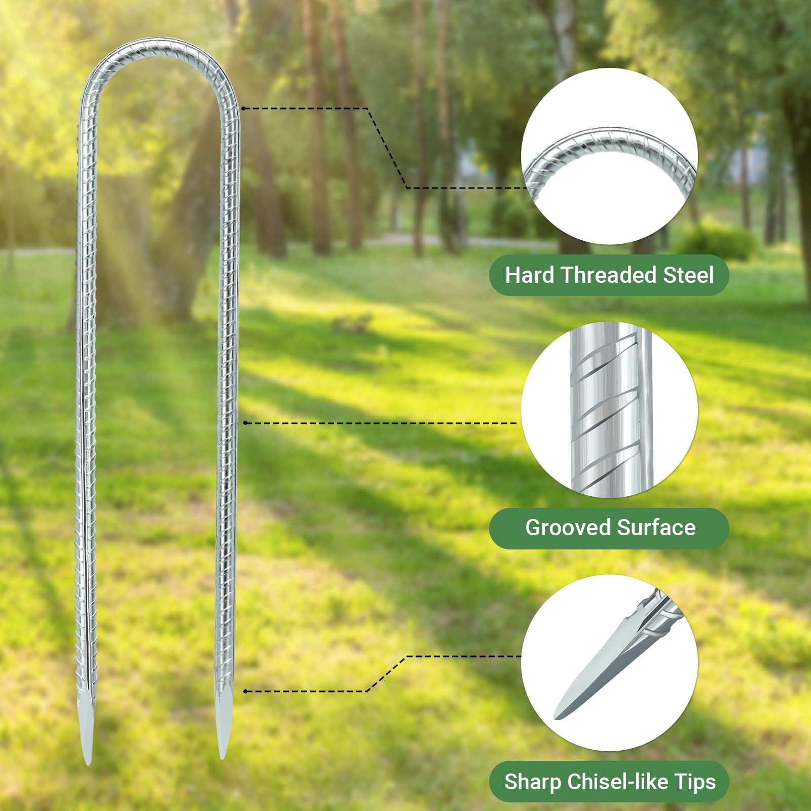 12 INCH 8 Pack Trampoline Stakes, U Shaped Ground Anchors Wind Stakes, Heavy ...