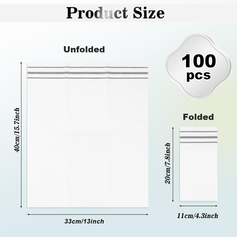 Silver Guest Towel Napkins - Disposable Hand Towels for Bathroom, Kitchen, & .