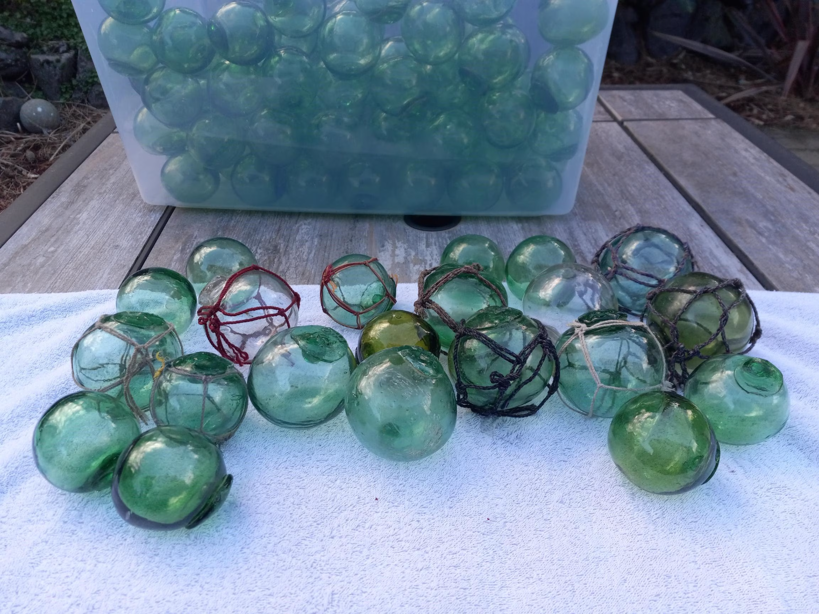 Vintage Japanese Glass Fishing Floats $8.50 each, choose green or bluish tinted