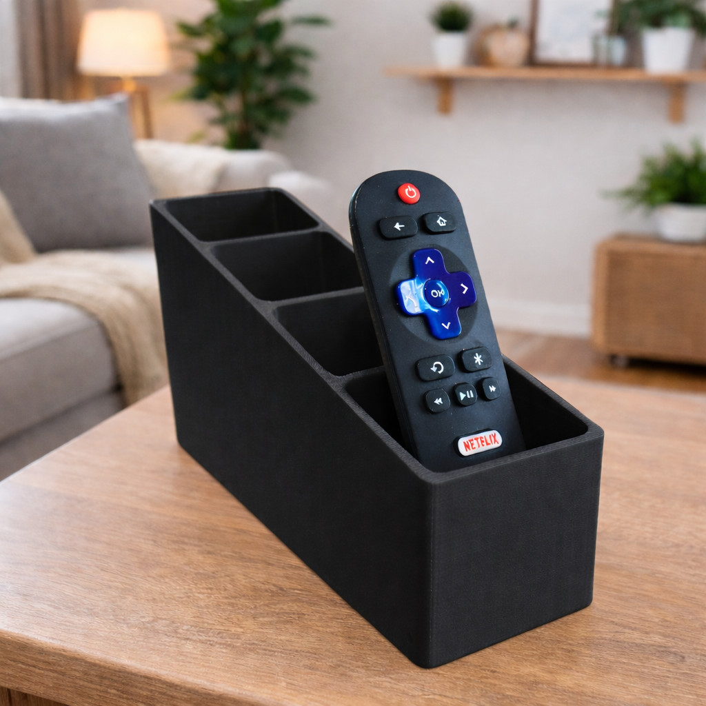 Remote Control Holder TV Remote Desktop Organizer 4 Compartments 3D PRINTED