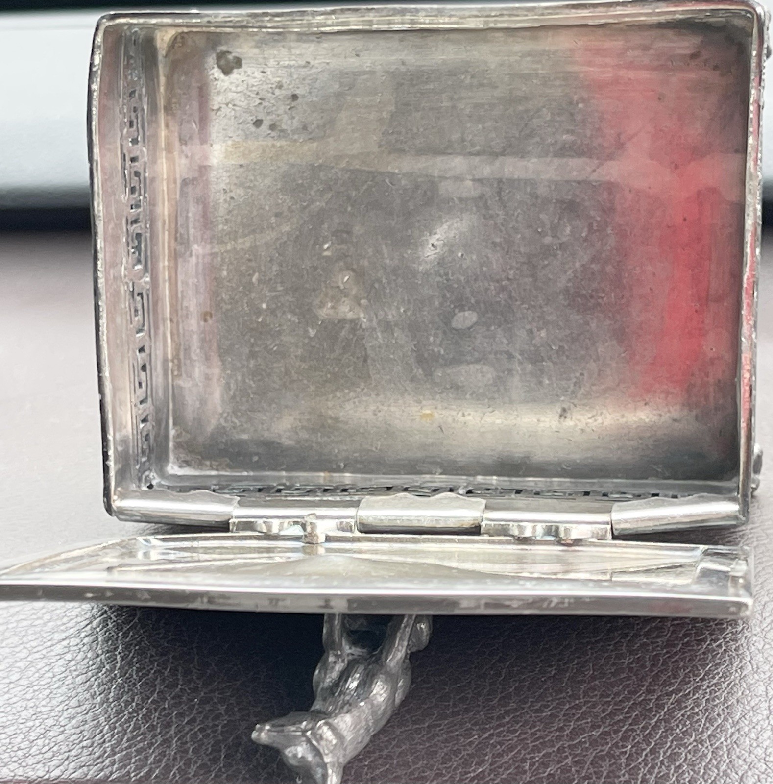 Antique Silver Plated Box w/ Fox or Dog On The Lid - Victorian or Art Deco-era☚☚