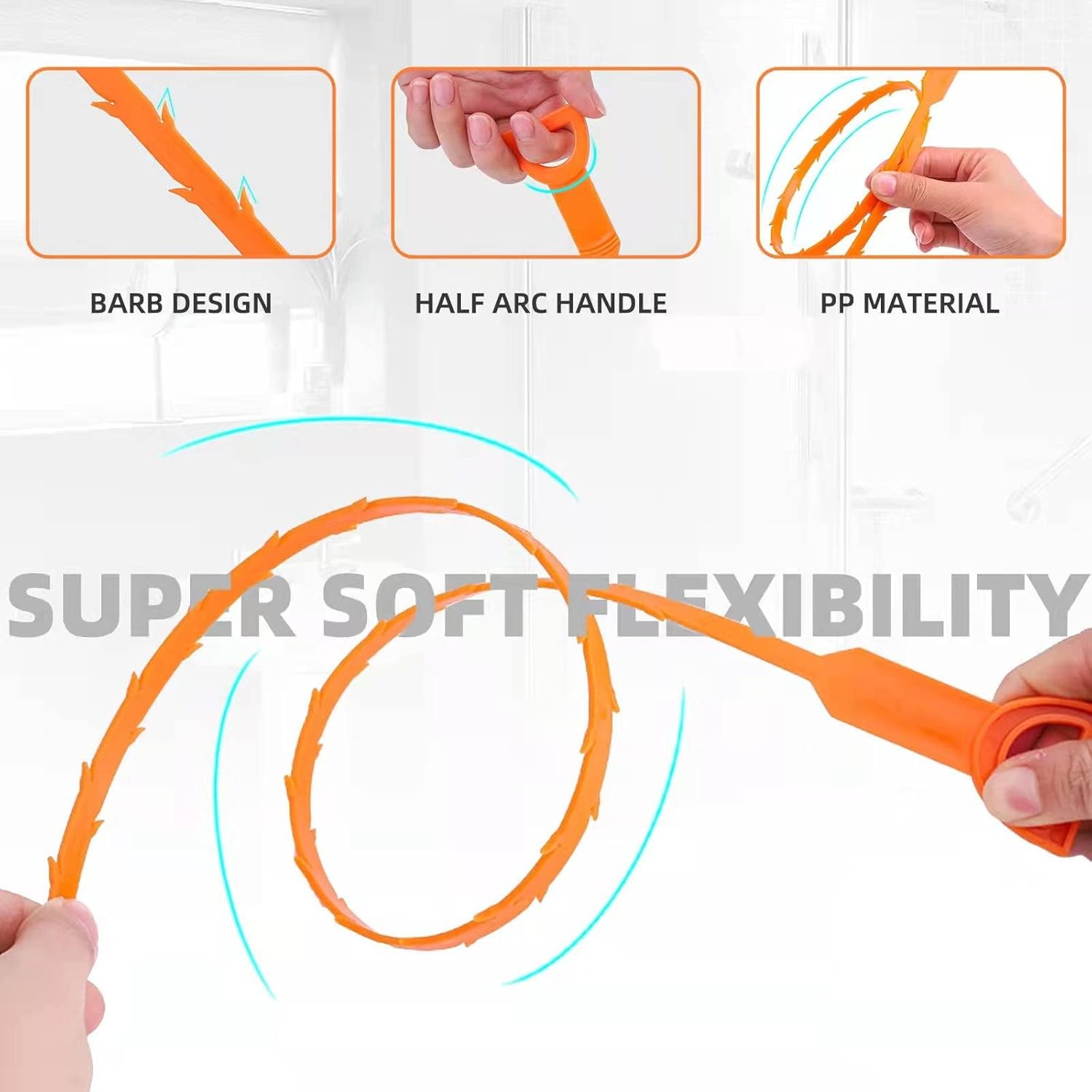 Drain Hair Cather 5 pcs 20 Inch Drain Snake Shower Drain Hair Trap Clog Remover