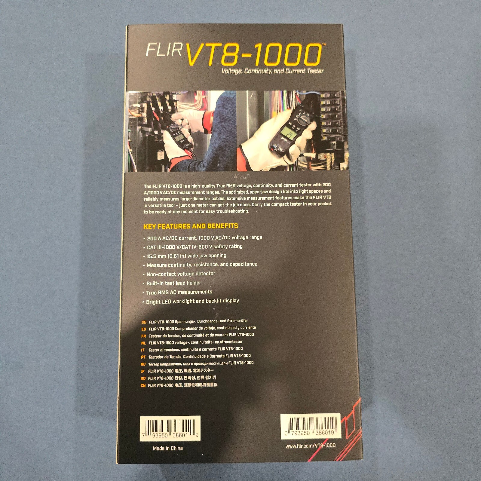 FLIR VT8-1000 - Voltage, Continuity and Current Tester - 1000V/200A w Open Jaw