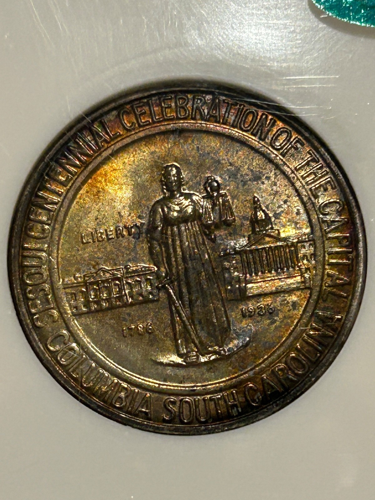 1936 South Carolina Half Dollar NGC MS65 CAC Green Fatty Holder Deep Toned