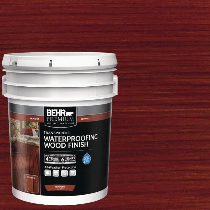 BEHR 5 Gal Premium Transparent Waterproofing Wood Finish REDWOOD #502 T330