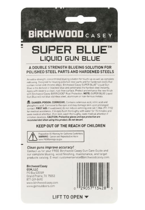 Birchwood Casey SUPER BLUE Liquid Gun Blue FOR BLUEING POLISHED HARDENED STEELS