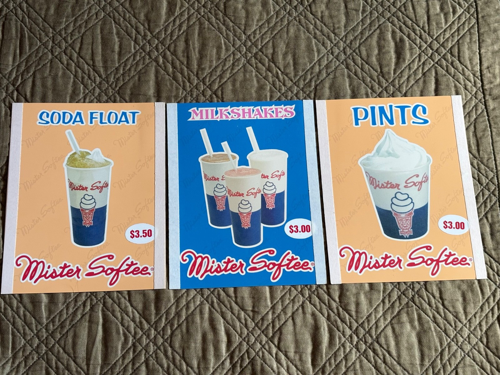Mister Softee MilkShake, Soda Float & Pints Window Sign Set