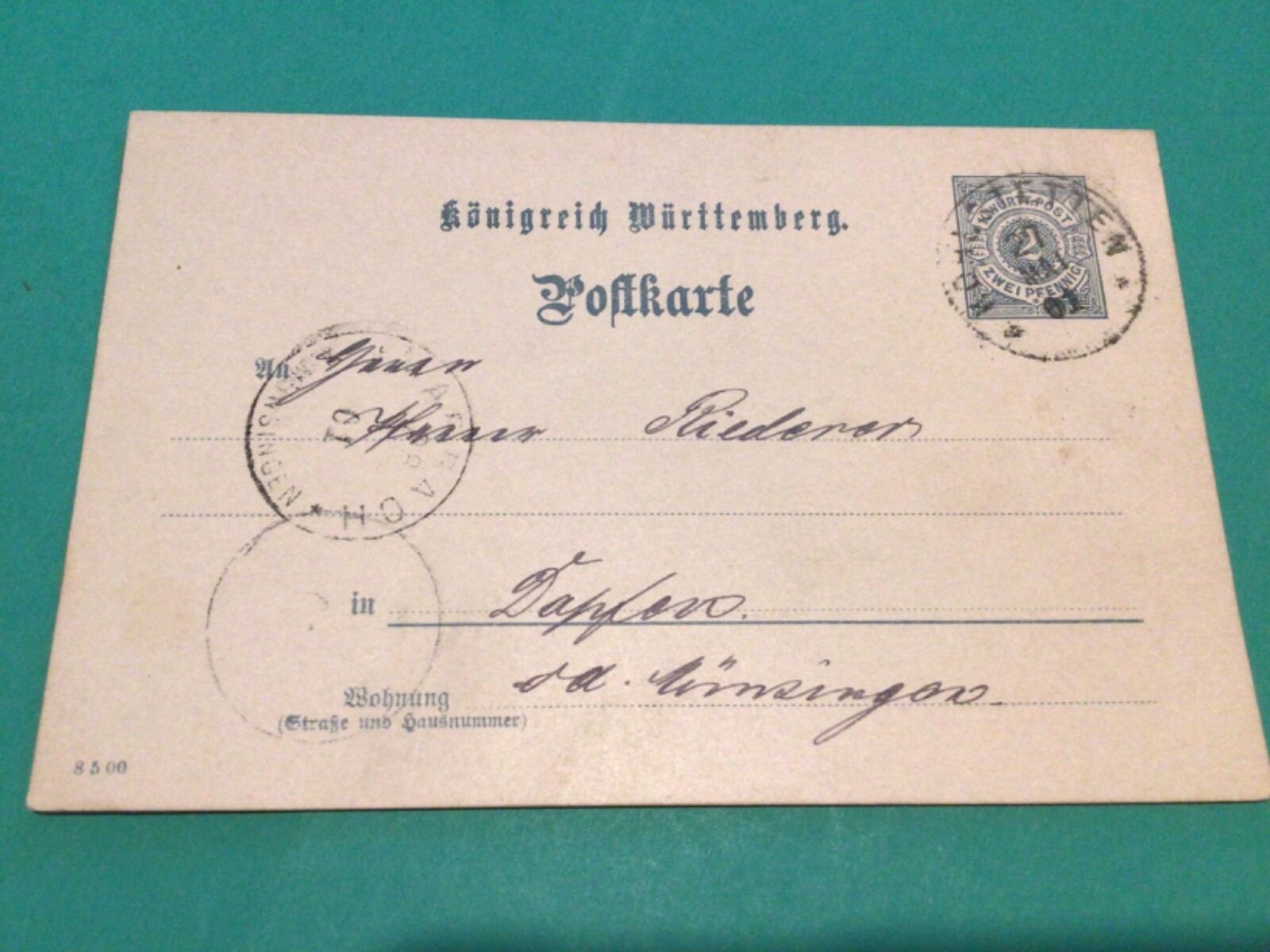 Germany Wurttemberg 1901 used postcard   A18008