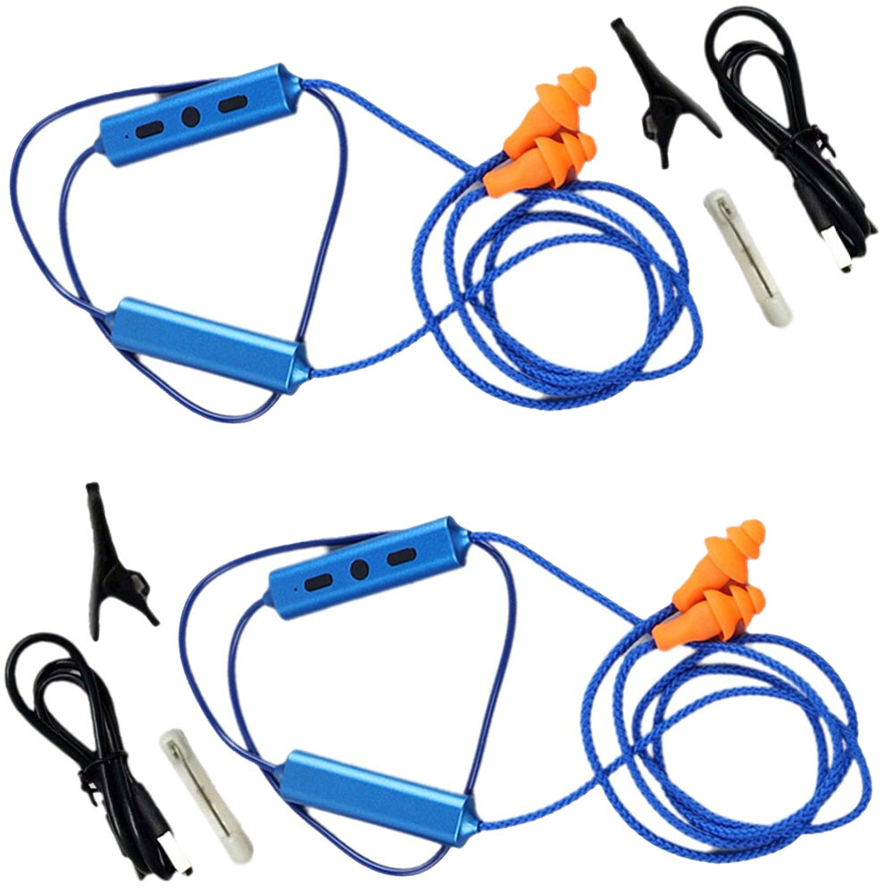2-Set Blue Ear Plugs Bluetooth Earphone For Work, Noise Suppression, Hearing HOT