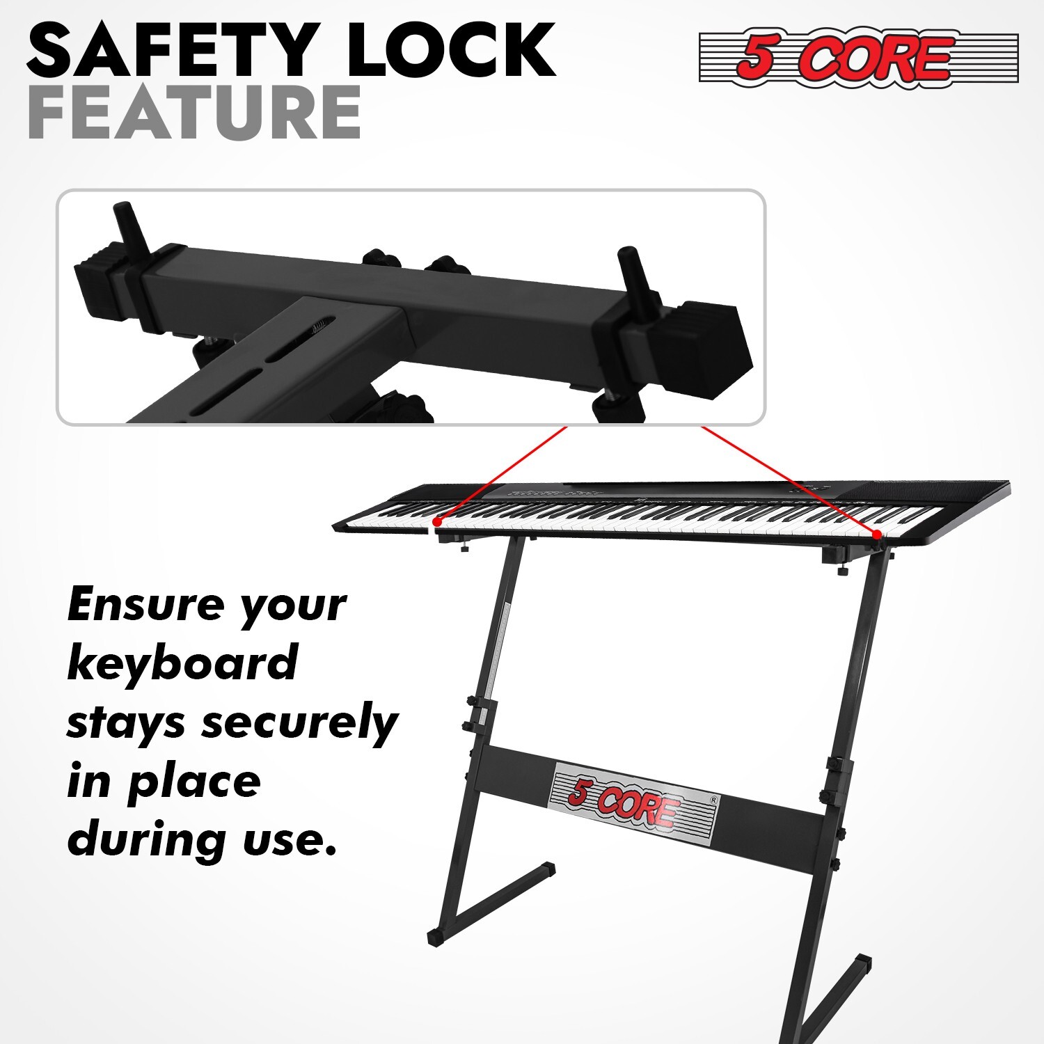 5 Core Keyboard Stand Adjustable 21 - 33" Electric Piano Riser 330Lb Capacity