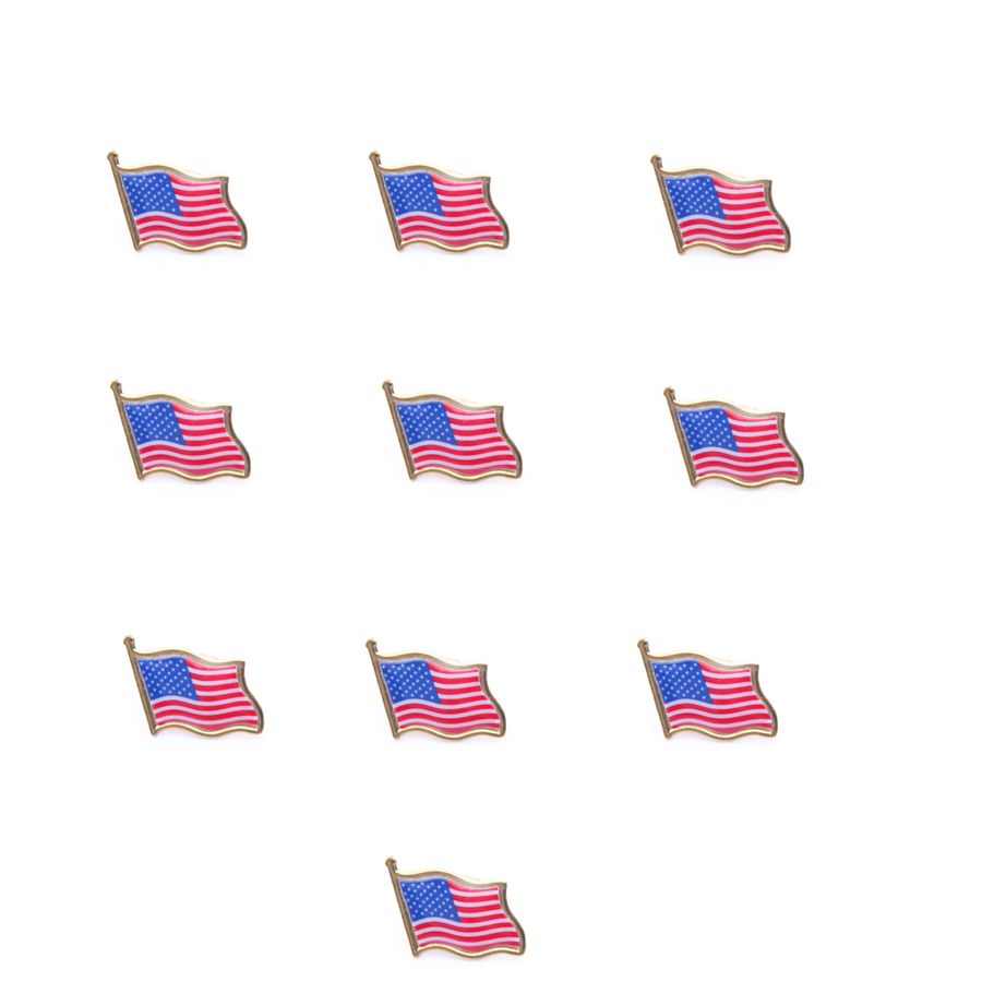 American Flag Lapel Pins Lot of 10 USA Hat Tie Tack Badge