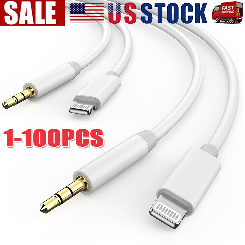 LOT iPhone 7 8 X XR 11 12 13 Pro Max 8 Pin to 3.5mm AUX Audio Car Adapter Cord