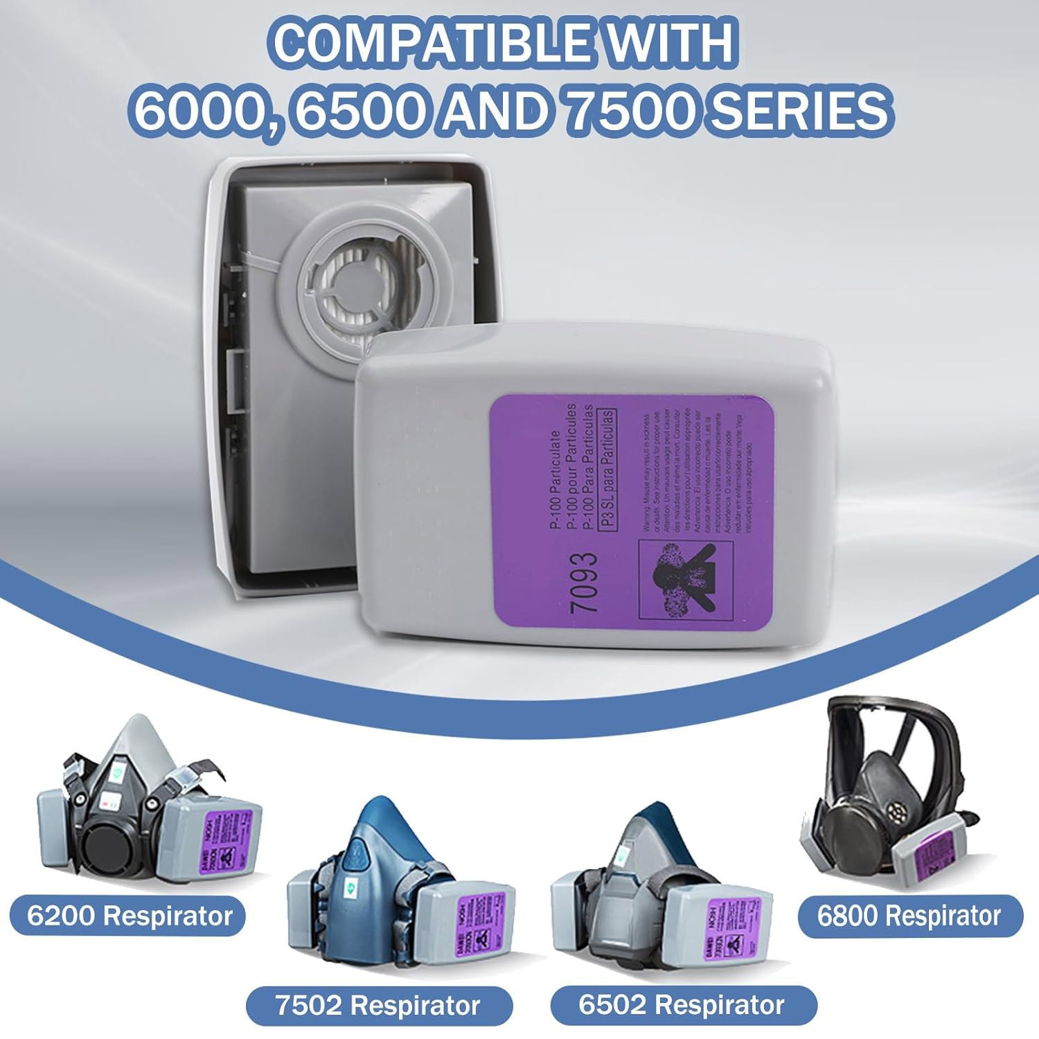 6200 Half Face Gas Respirator Mask with 7093 Filters for Chemicals Spray Paint