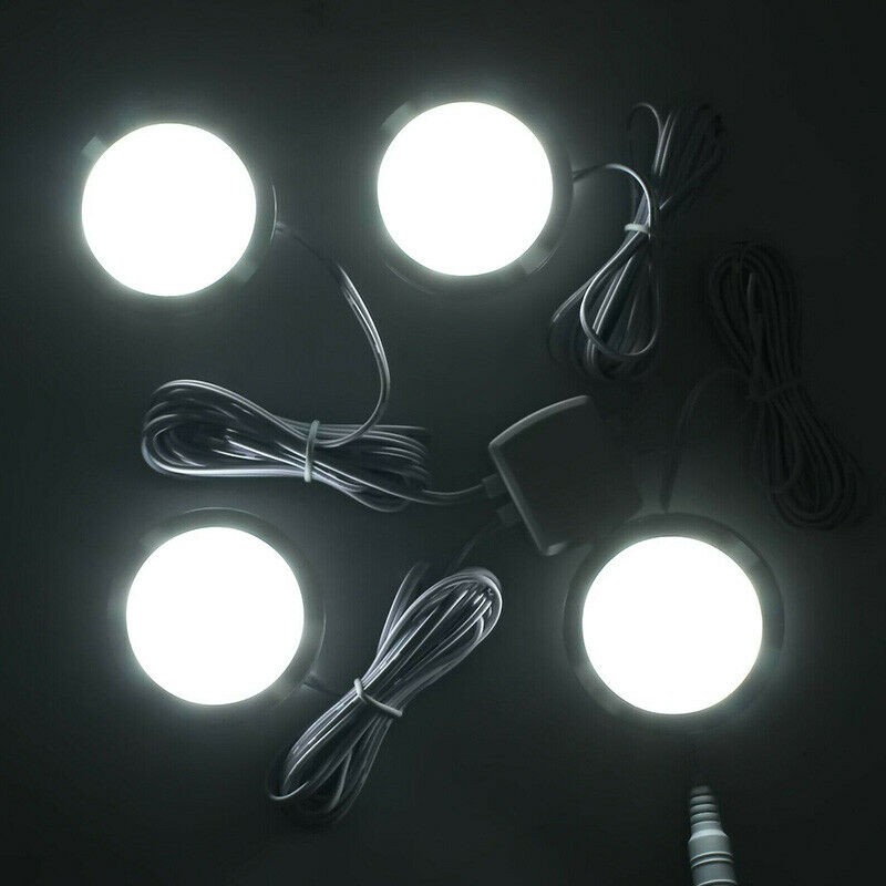 4PCS Under Cabinet LED Lighting Kit Hardwired Wall Puck Light Lights Wired US