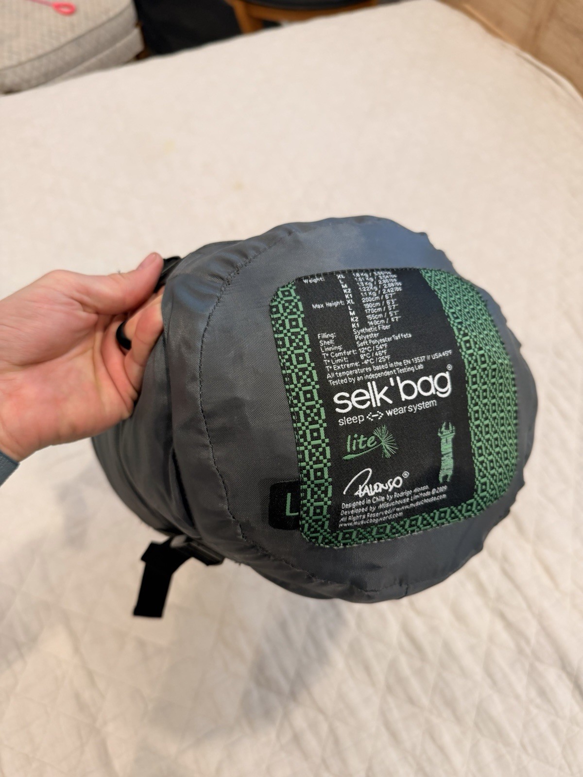 SELK'BAG Lite Adult Large Wearable Sleeping Bag Grey Black Unisex Selk