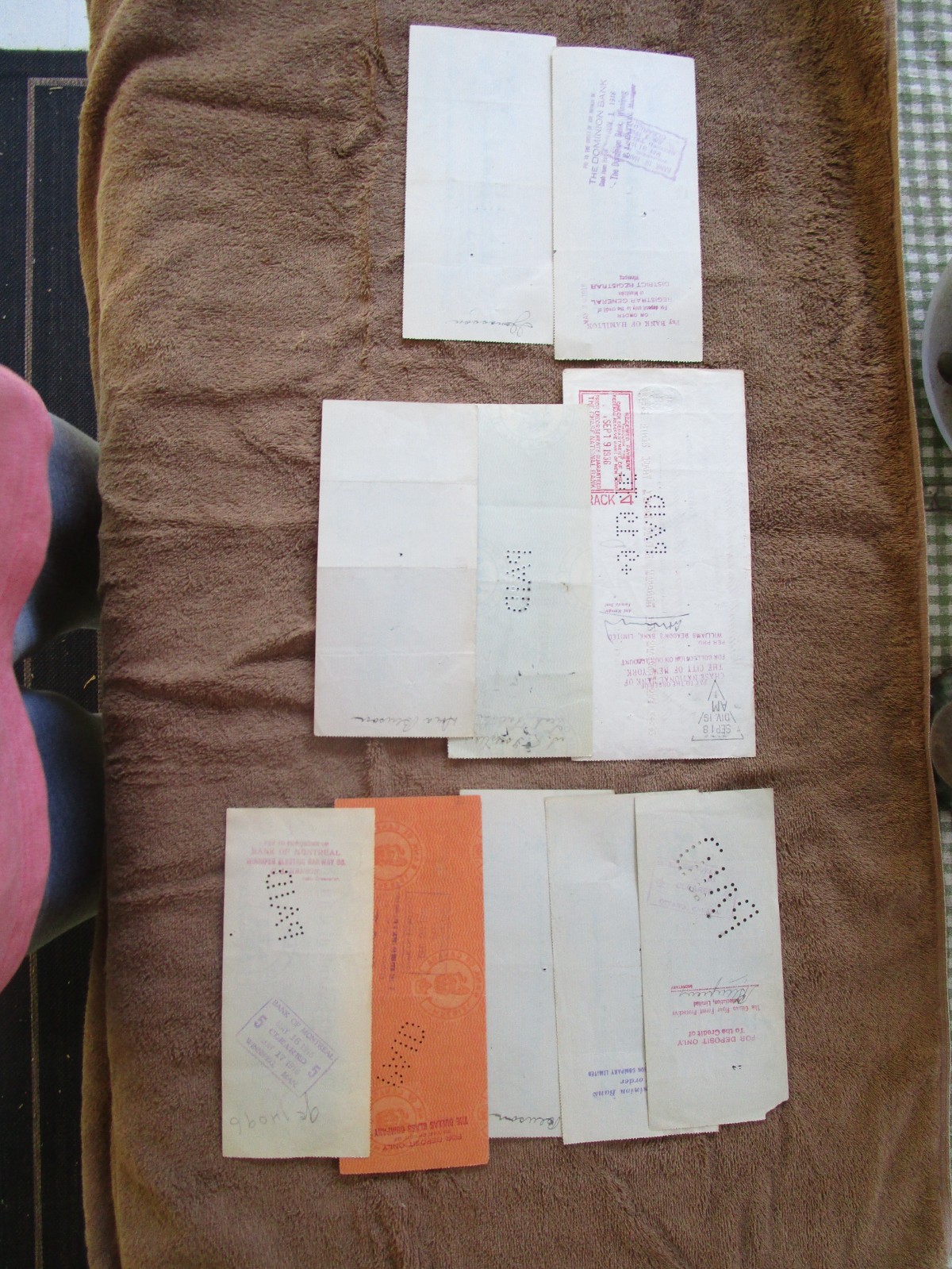 (10) EARLY CANADIAN BANK CHEQUES - 1916-45 - Revenues - Free Shipping