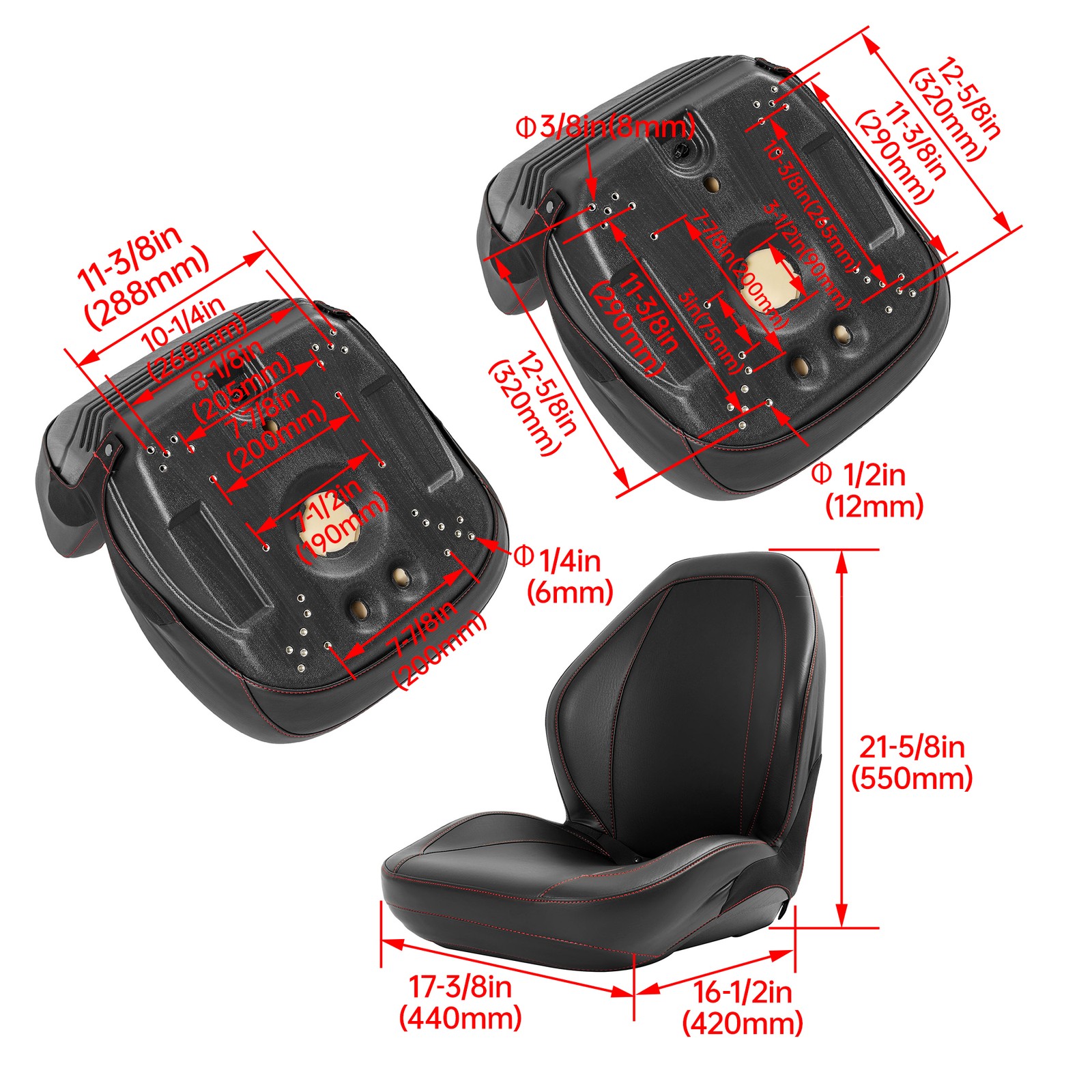 For Yamaha Rhino 450 660 700 Black Sewn Bucket Seats #5UG-F4710-00-00 (2 Seats)