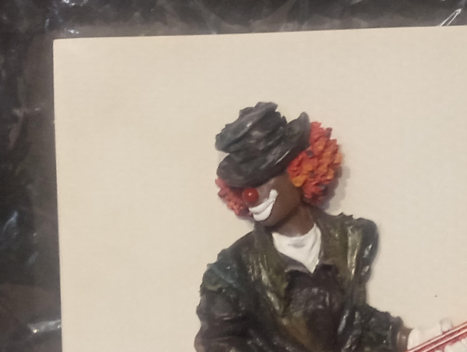 Vintage Annie Lee Red Ball and Butterflies CLOWN GUITAR CERAMIC WALL PLAQUE