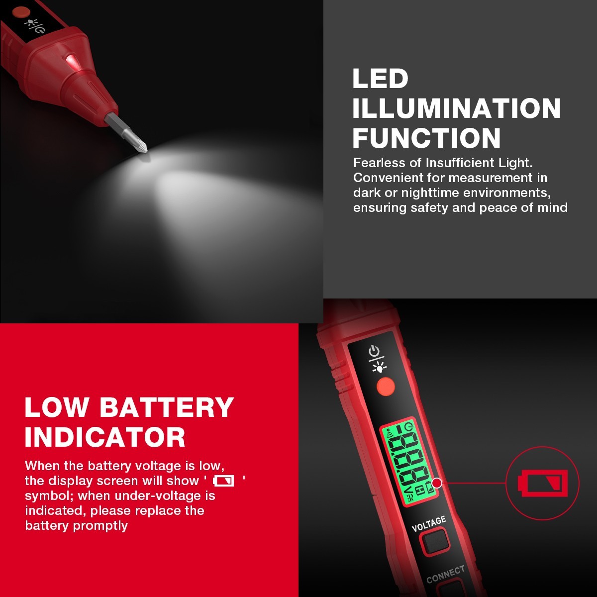 HABOTEST HT91A Voltage Tester Pen Non-Contact Flashing Alarm Battery Including