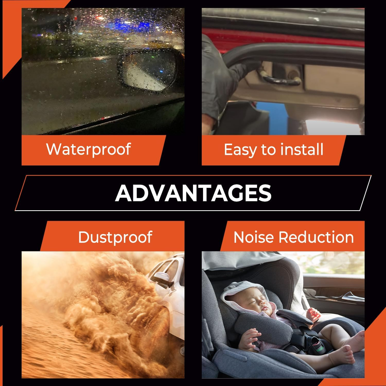 Door Weather Stripping, Rubber Seal Trim Weatherstrip Compatible with 1988-2000