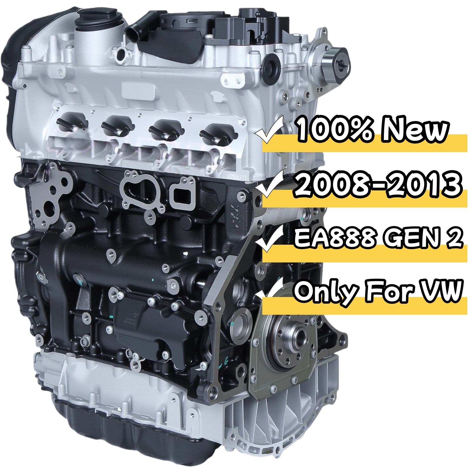 For VW 2.0L GAS TURBO 4-CYLINDER ENGINE MOTOR COMPLETE ASSEMBLY EA888 GEN 2
