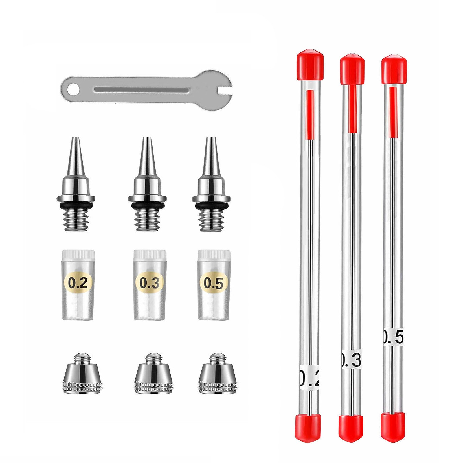 0.2/0.3/0.5mm Airbrush Nozzle Needle Set for Airbrushes Spray Gun Replacement