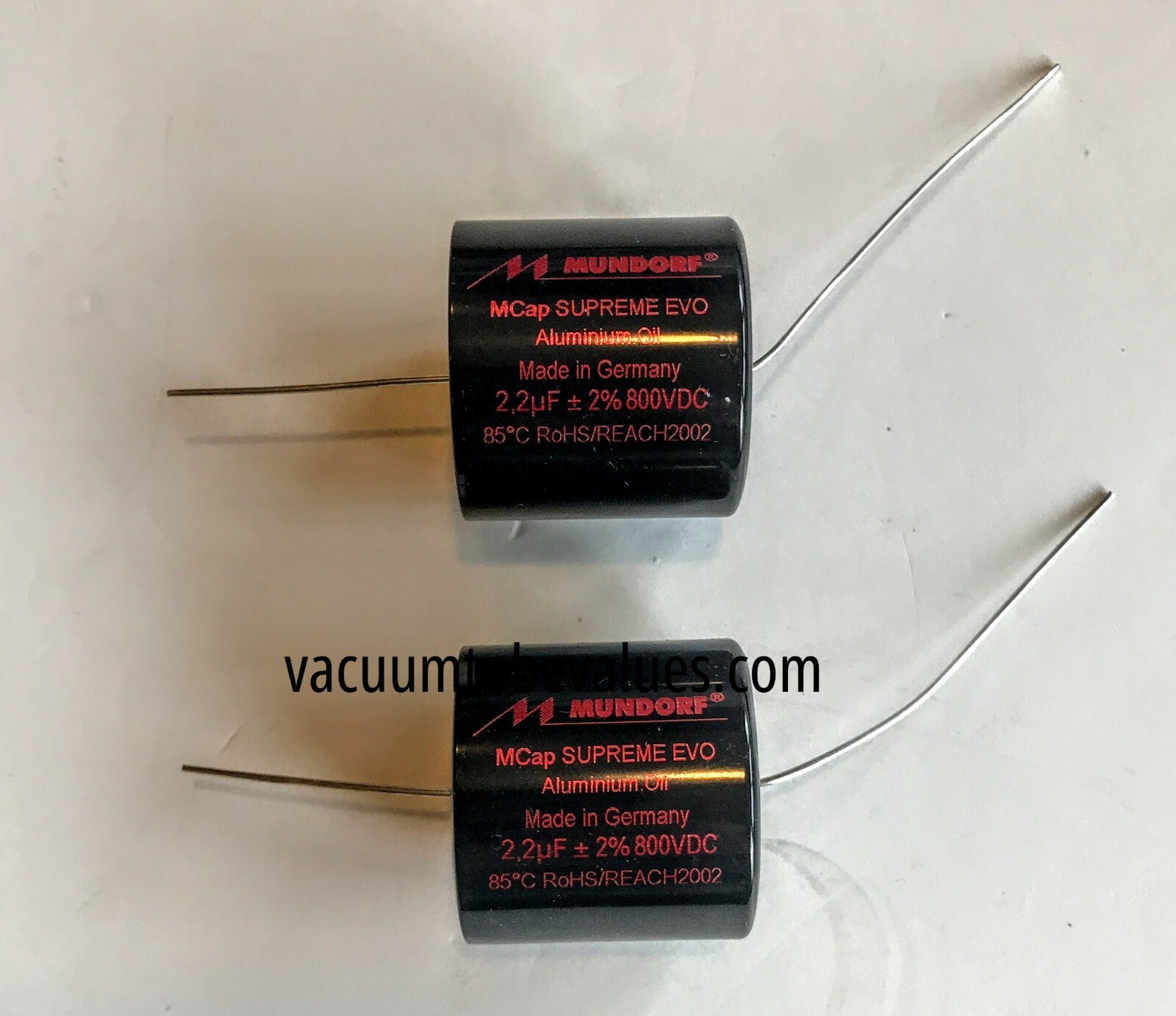 PAIR TWO Mundorf MCap 800 VDC SUPREME EVO Alum Oil Capacitor 2.2uf  2.2 uf