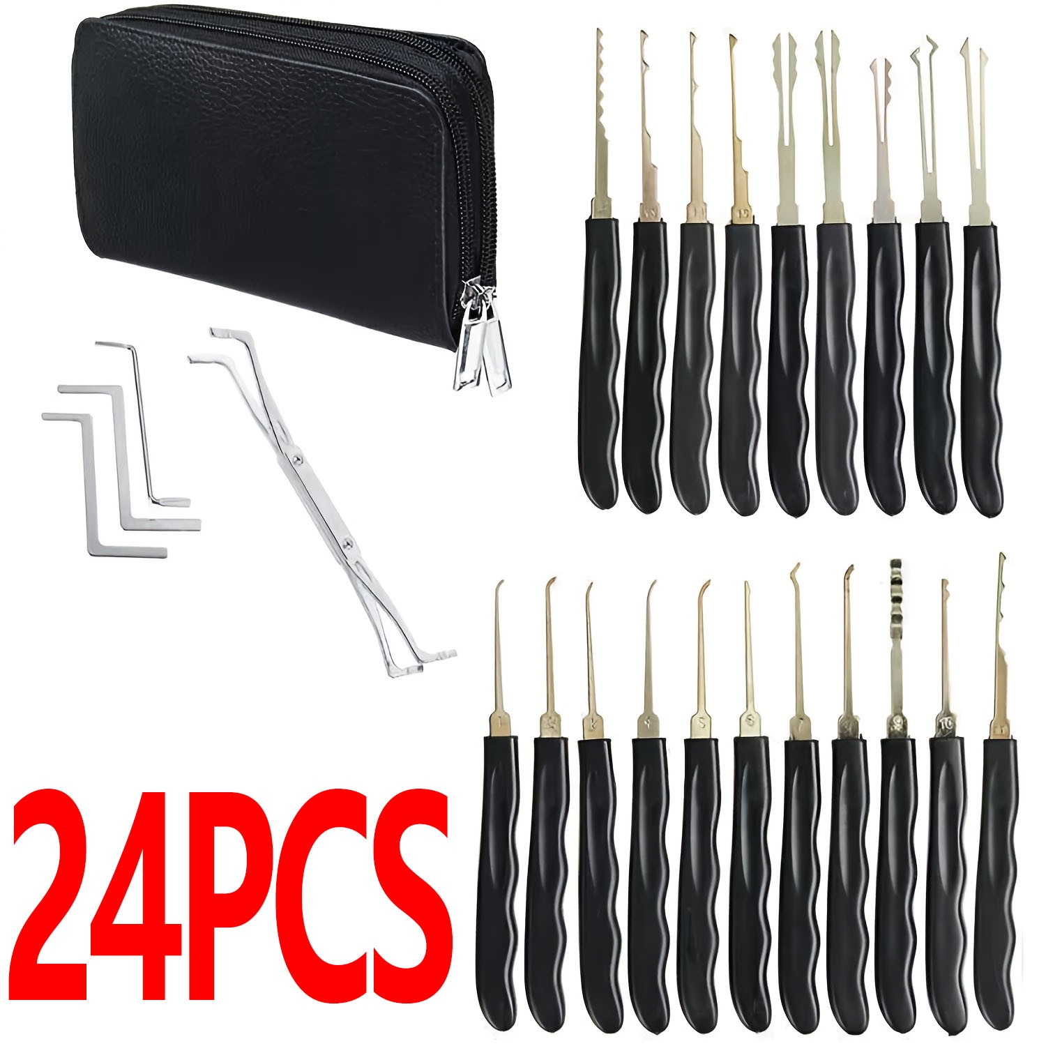 24PCS Broken Key Extractor Kit Lock Removal Tool Set Hooks Needles for Locksmi X