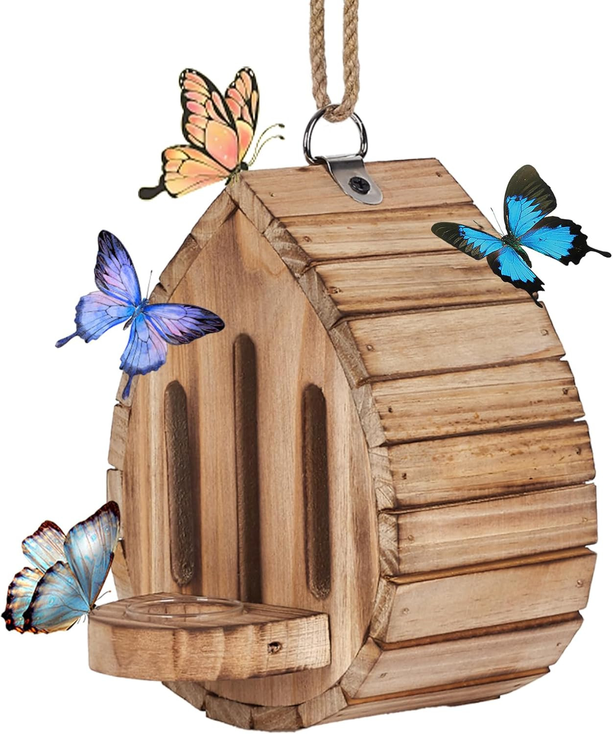 Butterfly House Feeder Wooden Butterfly Habitat Garden Pollinator Shelter