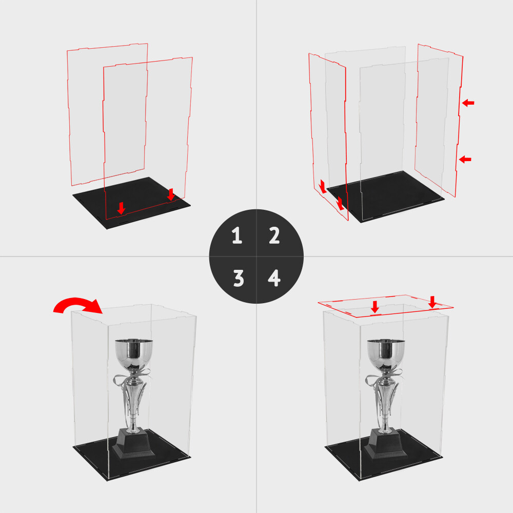 Large Display Case Acrylic Box High Clear Glass for 20'' Tall Dolls Collectibles