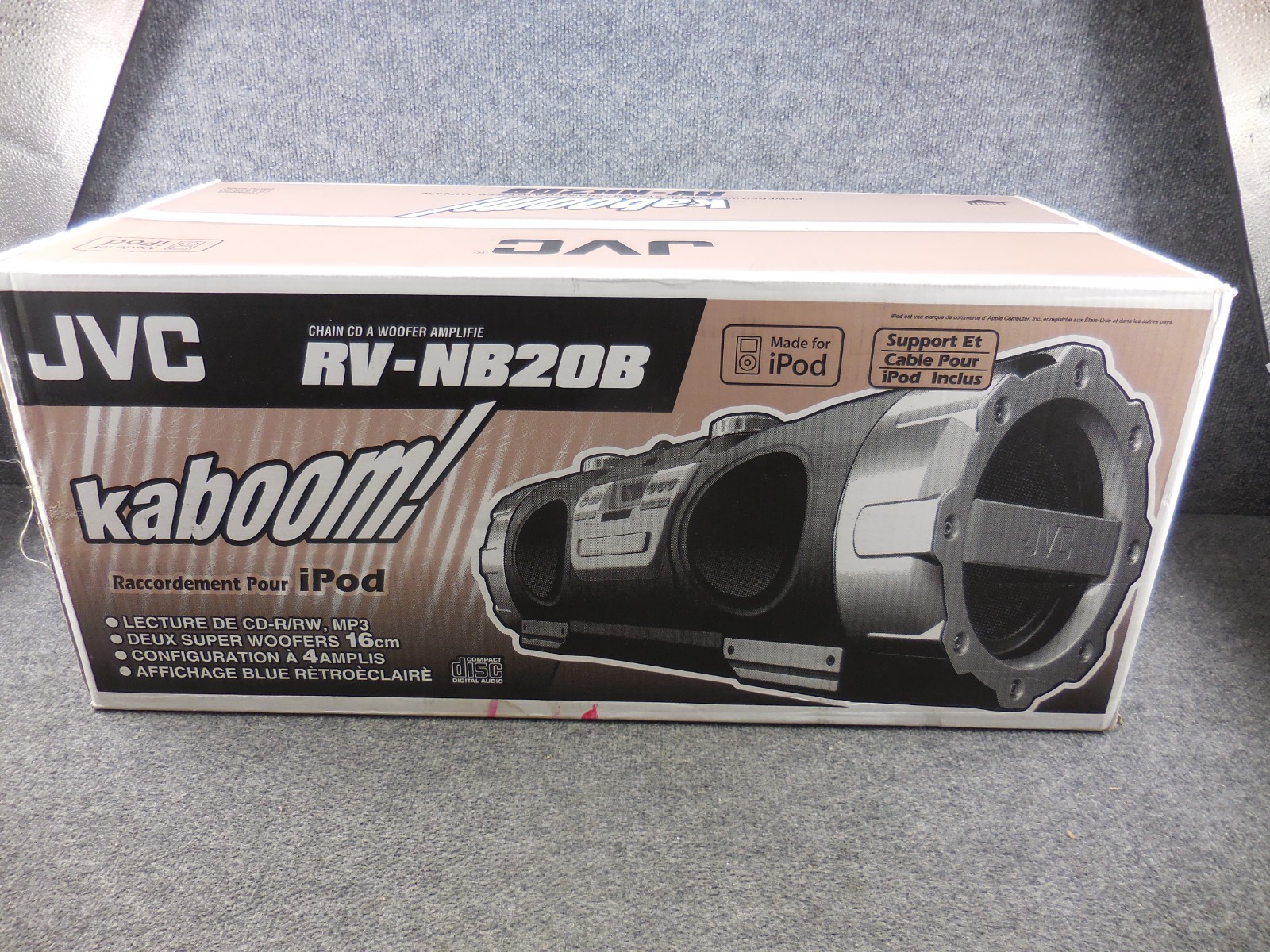 NOS New Unused JVC RV-NB20B Kaboom Boombox Stereo CD Guitar Jack ipod