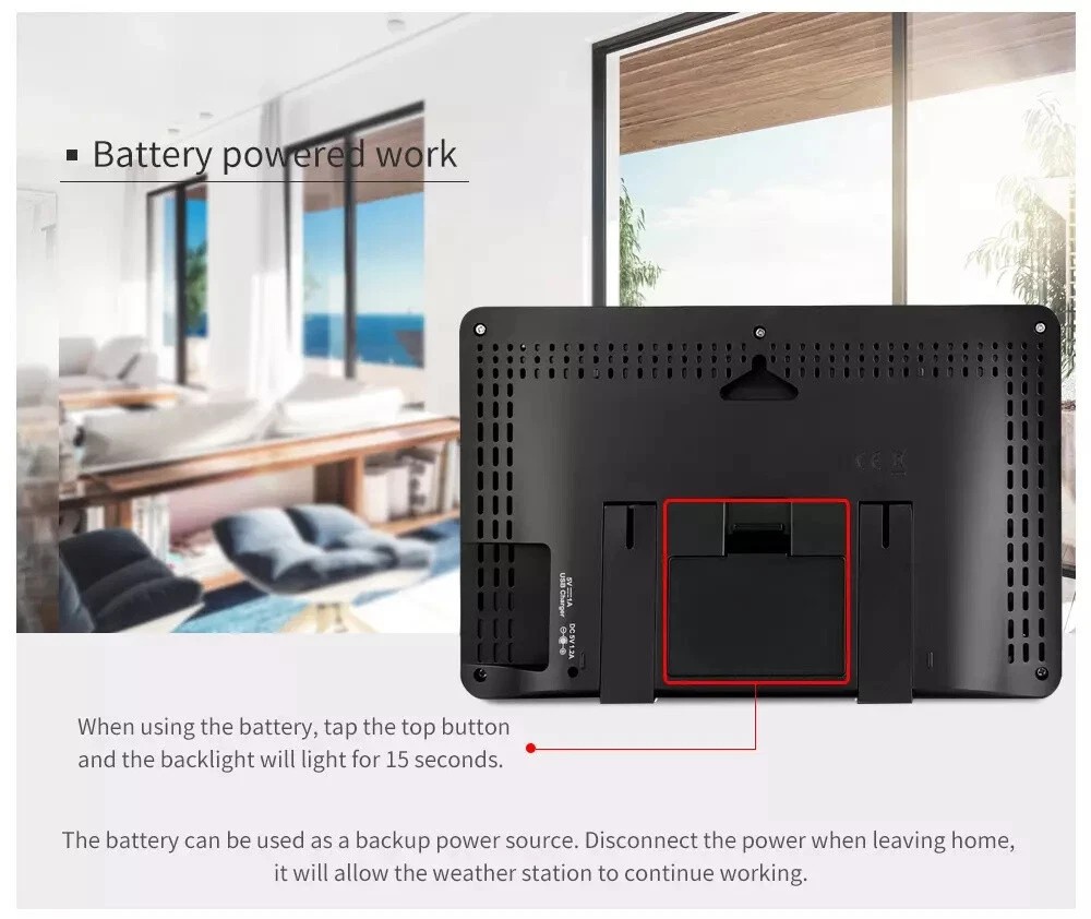 Digital LCD Weather Station Clock Indoor & Outdoor Calendar Thermometer