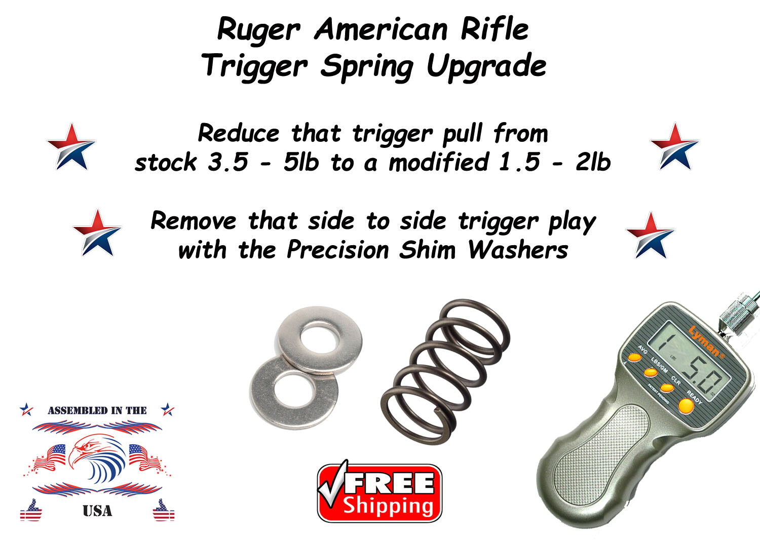 Ruger American Rifle *RANCH* Reduced Power Trigger Spring & Shims 1.5 lb