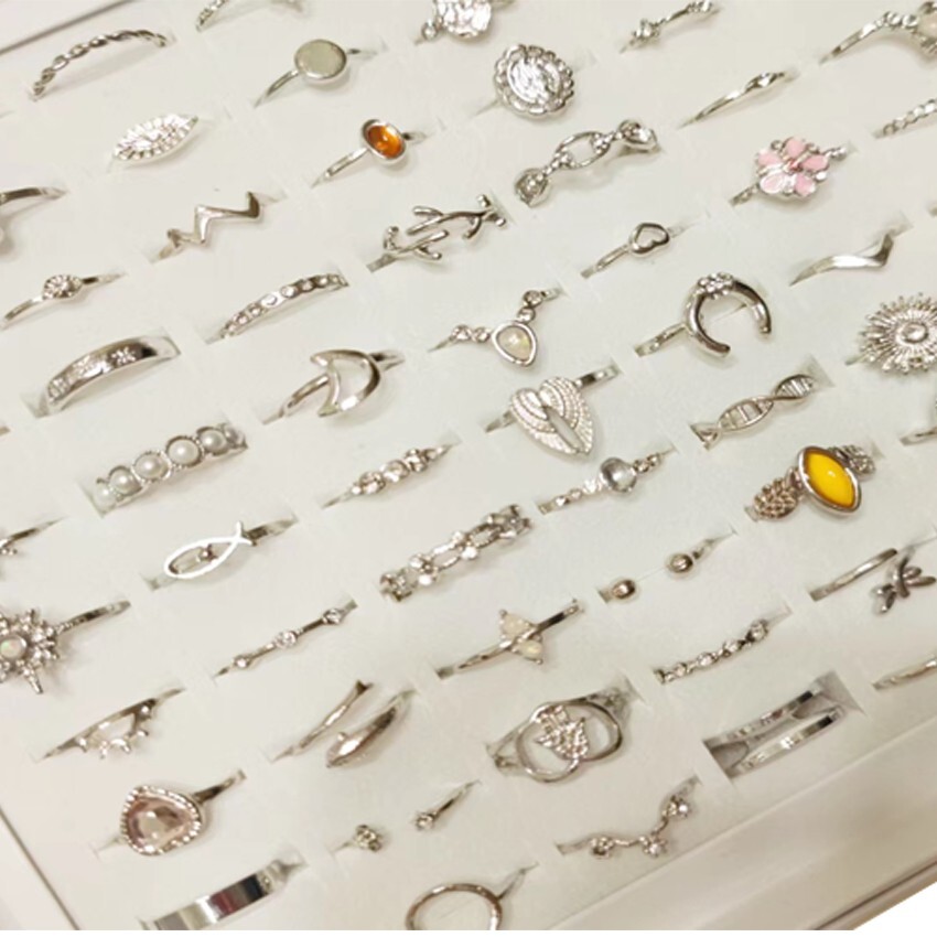 Bulk Lots 50 Antique Silver Bohemia Vintage Rings Mix Women Stone Retro Charms