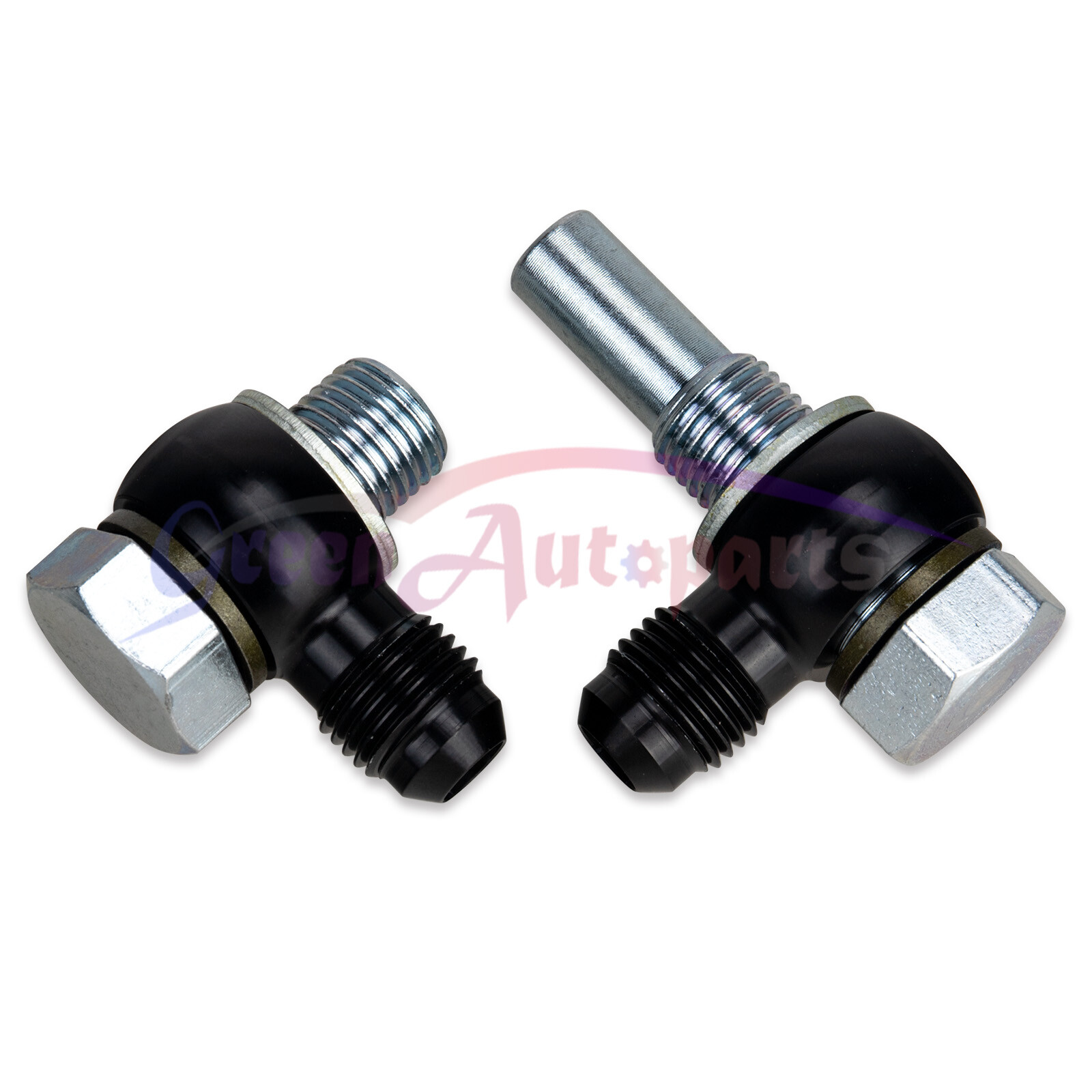 6AN x 1/4NPSM 4L80E GM transmission oil cooler 90° Banjo fittings + Bonded Seals