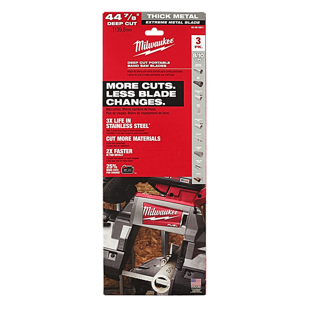 Milwaukee 48-39-0601 44-7/8 in. Extreme Metal Band Saw Blades 8/10 TPI 3 pk.