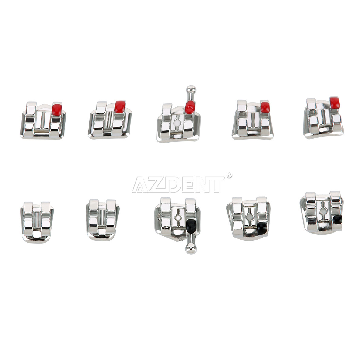 AZDENT Brackets de Ortodoncia Dental Estándar Roth MBT.022/018 con Ganchos 3/345