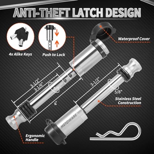 Adjustable Trailer Hitch - Aluminum Tow Hitch Fits 2-Inch 4-inch Drop silver