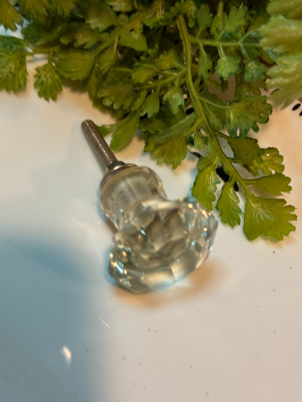 4 Antique Drawer Pull Handle Small Diamond Cut Clear Glass Cabinet Knob Hardware