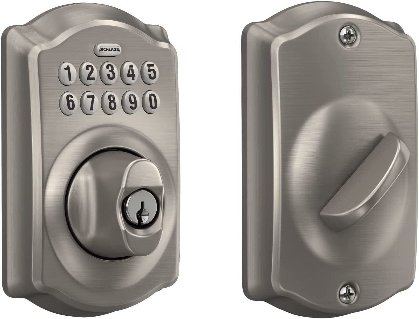 Schlage BE365 V  CAM 619 Camelot Keypad Entry with Flex-Lock In Satin Nickel
