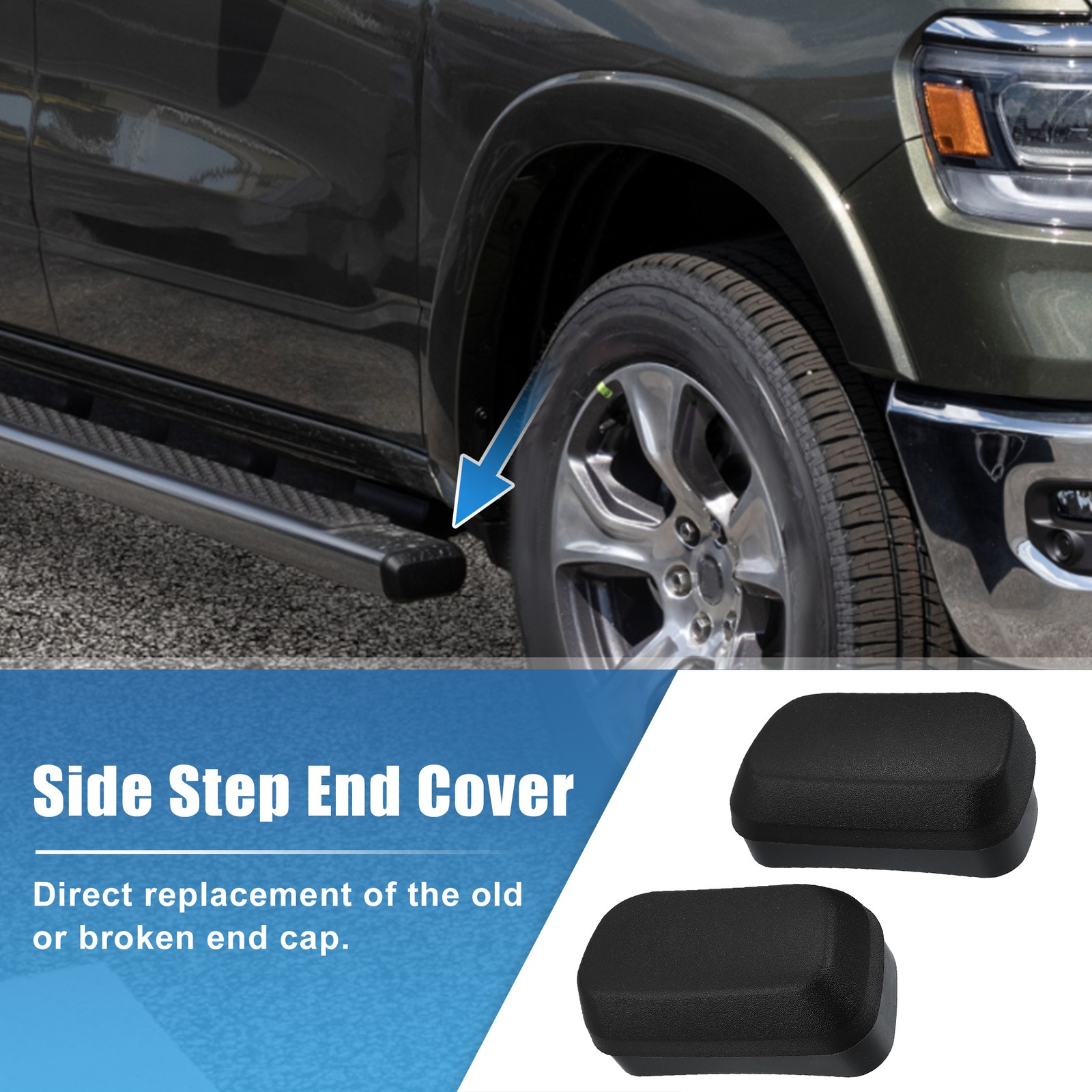 Piece of 2 Running Board End Cap 68193113AA fit for Ram 1500 2013-2022